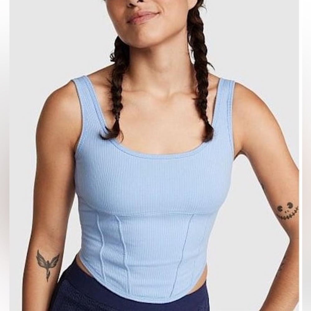 PINK Victoria's Secret Blue Fitted Corset Top